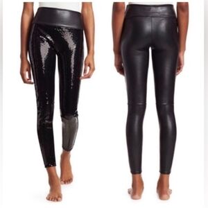 Spanx Faux Leather Sequin Leggings Medium